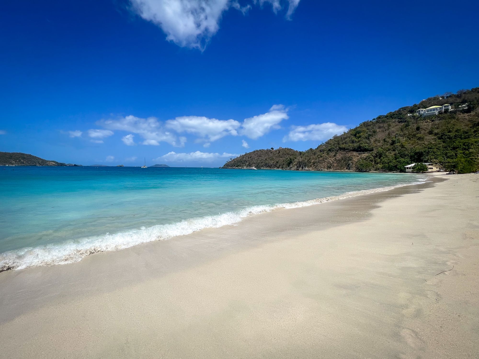 White sand and turquoise water at Gibney Oppenheimer Beach, St. John