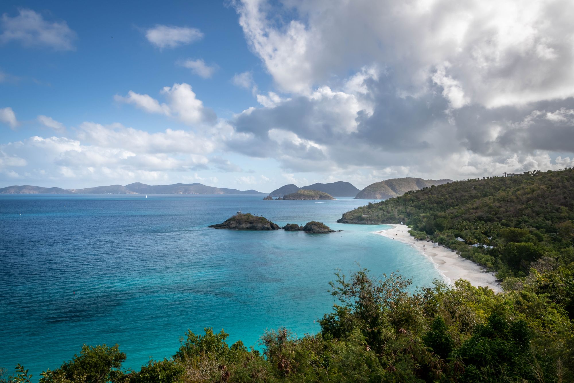 Overlook view of Trunk Bay and its white sand beach, St. John